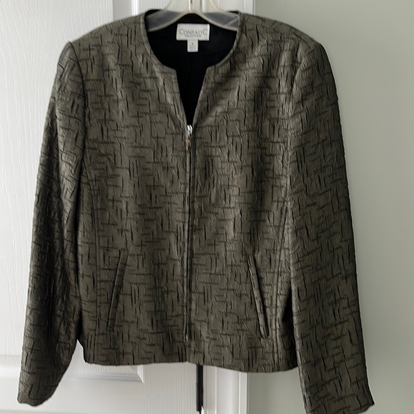 CONRADC COLLECTION Jacket Olive Green Size 8 Zips in front - Picture 1 of 9